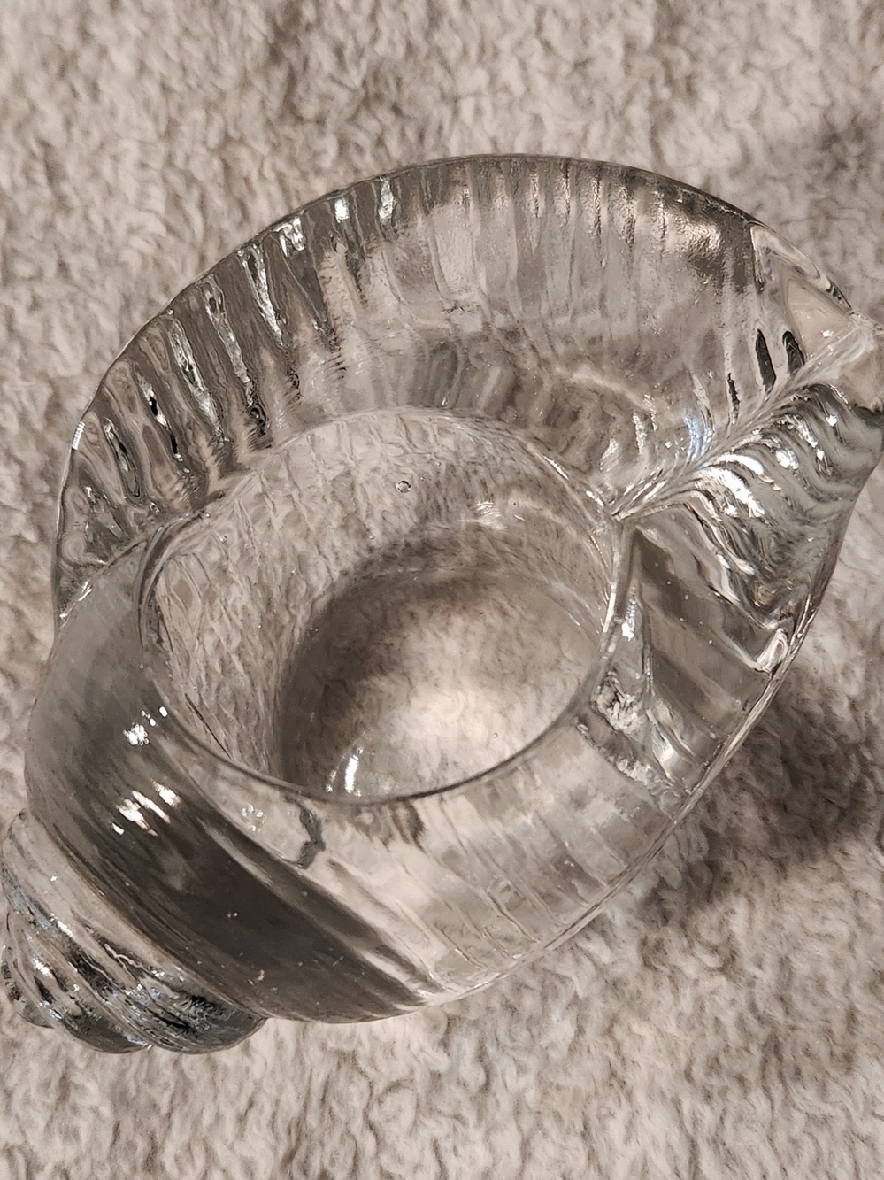 Vintage Nybro Sweden Paul Isling Crystal Seashell Votive Candle Holder